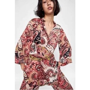 Zara Paisley Printed Overdized Blouse
